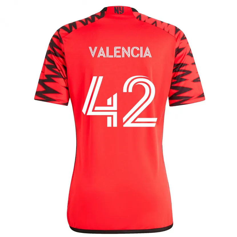 Danxen Hombre Camiseta Omar Valencia #42 Rojo Negro Blanco 2ª Equipación 2024/25 La Camisa