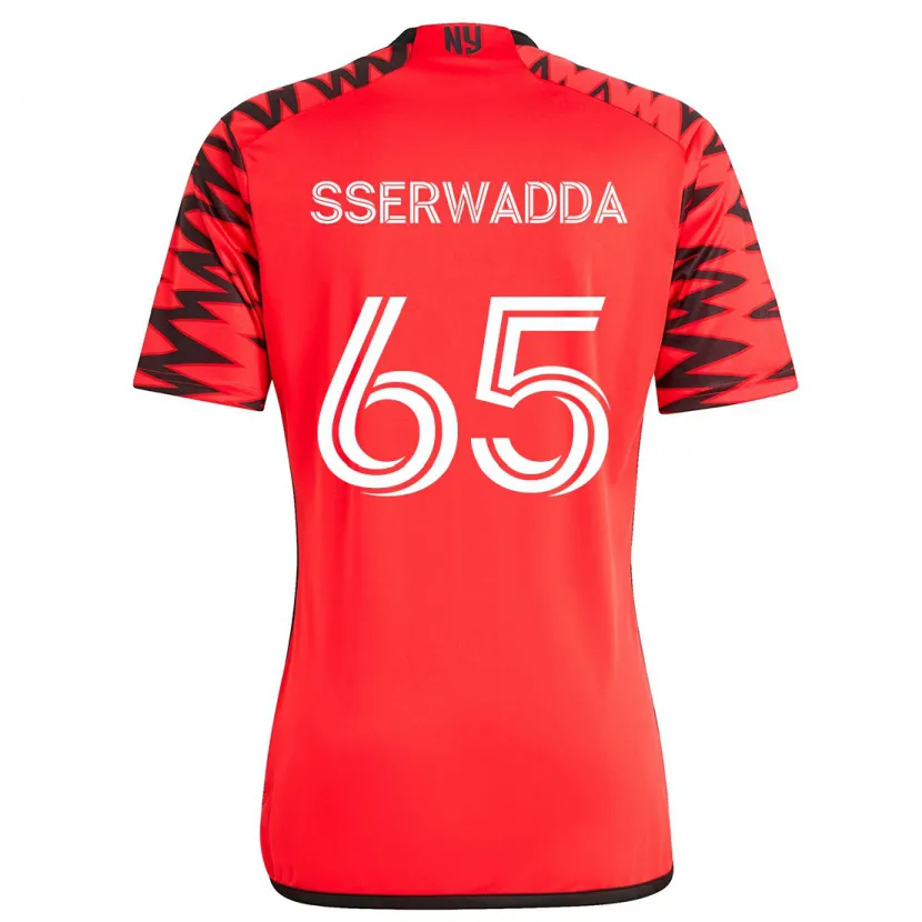 Danxen Hombre Camiseta Steven Sserwadda #65 Rojo Negro Blanco 2ª Equipación 2024/25 La Camisa