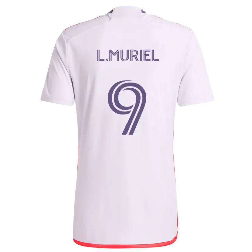 Danxen Hombre Camiseta Luis Muriel #9 Blanco Rojo Púrpura 2ª Equipación 2024/25 La Camisa