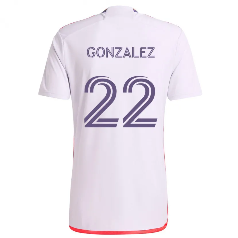 Danxen Hombre Camiseta Gastón González #22 Blanco Rojo Púrpura 2ª Equipación 2024/25 La Camisa