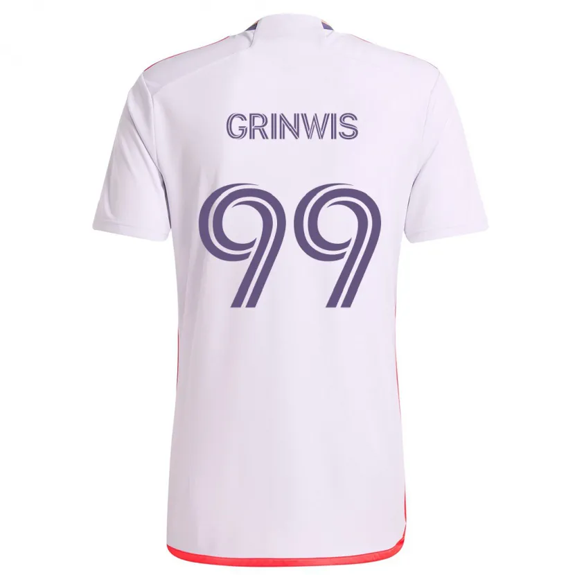 Danxen Hombre Camiseta Adam Grinwis #99 Blanco Rojo Púrpura 2ª Equipación 2024/25 La Camisa