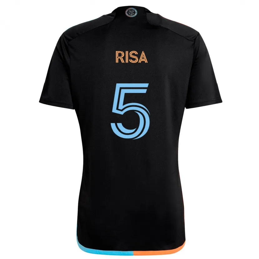 Danxen Hombre Camiseta Birk Risa #5 Negro Naranja Azul 2ª Equipación 2024/25 La Camisa