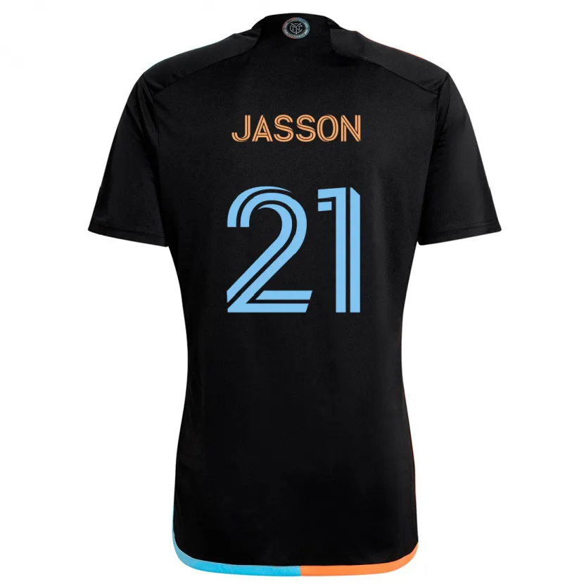 Danxen Hombre Camiseta Andres Jasson #21 Negro Naranja Azul 2ª Equipación 2024/25 La Camisa