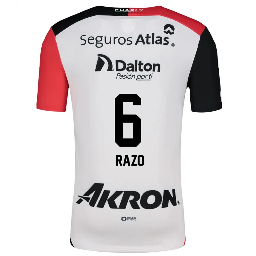 Danxen Hombre Camiseta Valeria Razo #6 Blanco Rojo Negro 2ª Equipación 2024/25 La Camisa