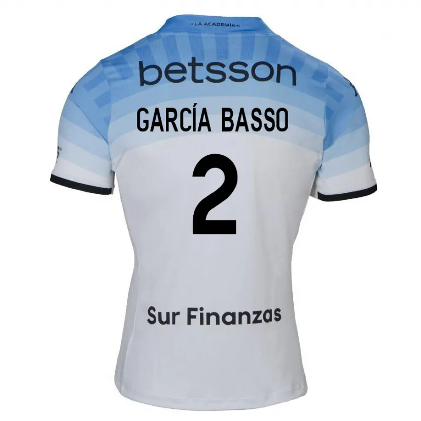 Danxen Hombre Camiseta Agustín García Basso #2 Blanco Azul Negro 2ª Equipación 2024/25 La Camisa