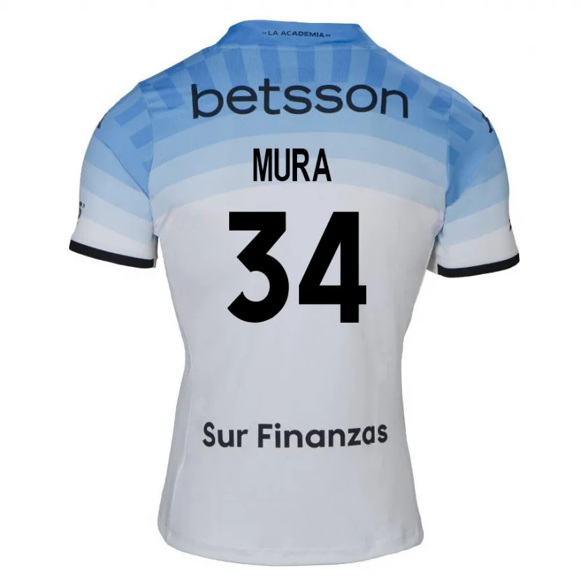 Danxen Hombre Camiseta Facundo Mura #34 Blanco Azul Negro 2ª Equipación 2024/25 La Camisa