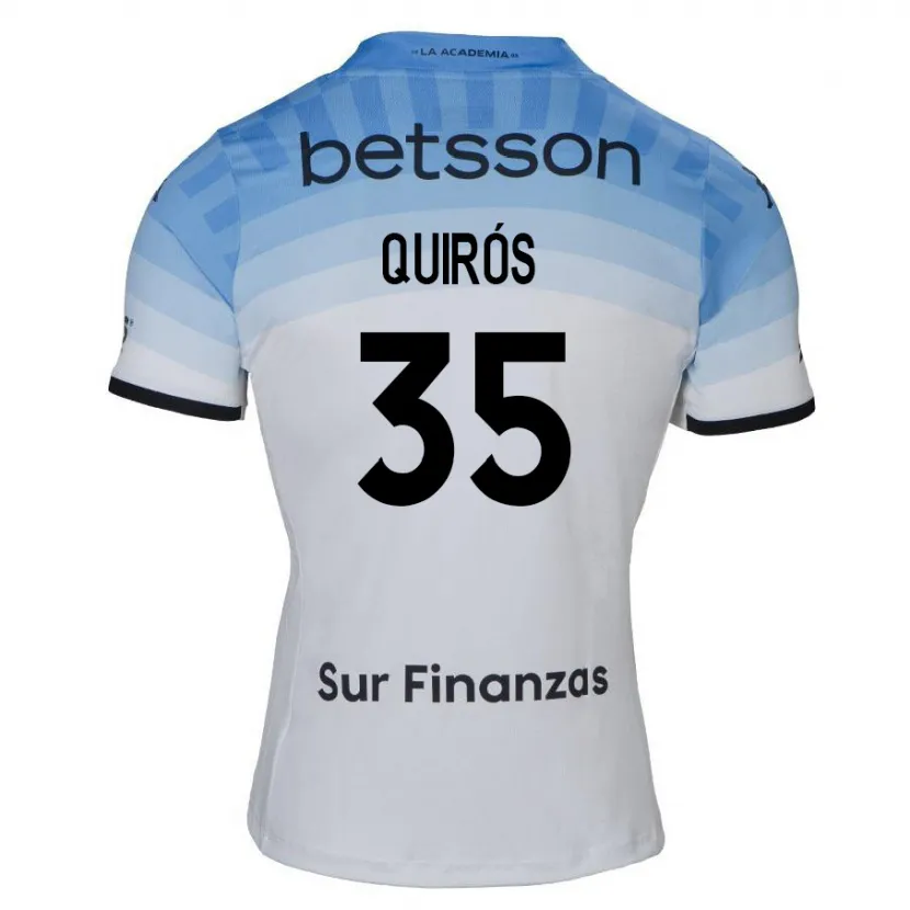 Danxen Hombre Camiseta Santiago Quirós #35 Blanco Azul Negro 2ª Equipación 2024/25 La Camisa