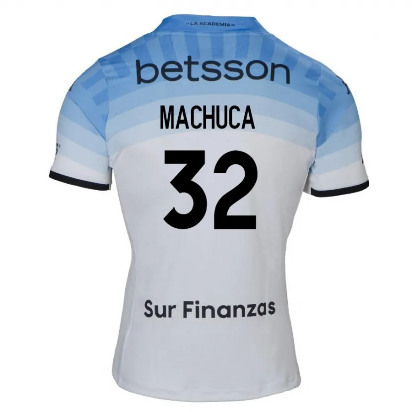 Danxen Hombre Camiseta Elías Machuca #32 Blanco Azul Negro 2ª Equipación 2024/25 La Camisa