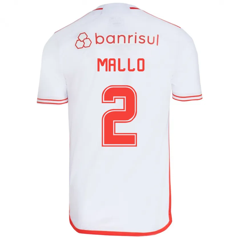 Danxen Hombre Camiseta Hugo Mallo #2 Blanco Rojo 2ª Equipación 2024/25 La Camisa