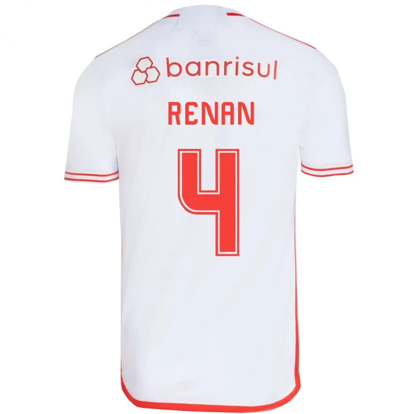 Danxen Hombre Camiseta Robert Renan #4 Blanco Rojo 2ª Equipación 2024/25 La Camisa