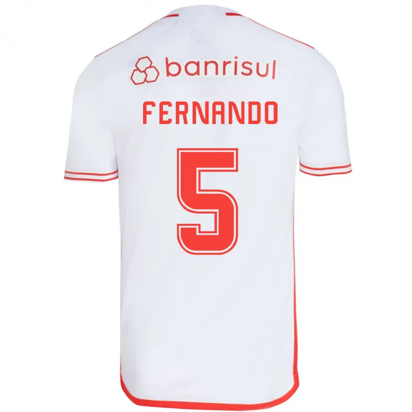 Danxen Hombre Camiseta Fernando #5 Blanco Rojo 2ª Equipación 2024/25 La Camisa