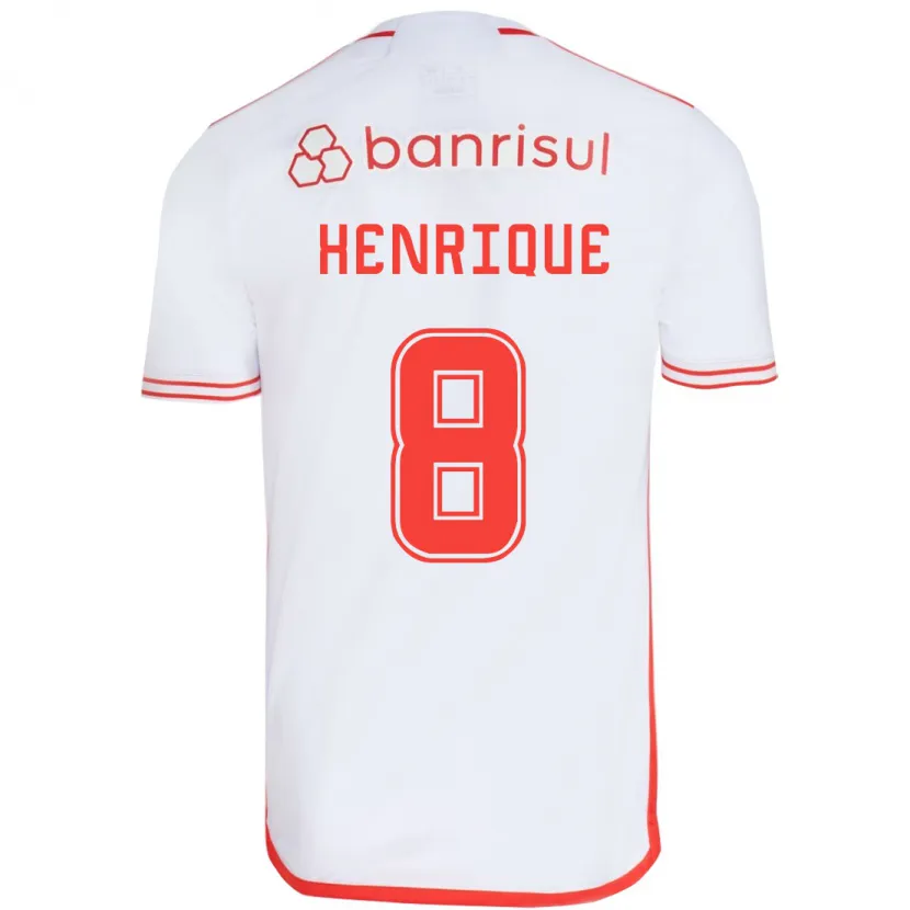 Danxen Hombre Camiseta Bruno Henrique #8 Blanco Rojo 2ª Equipación 2024/25 La Camisa