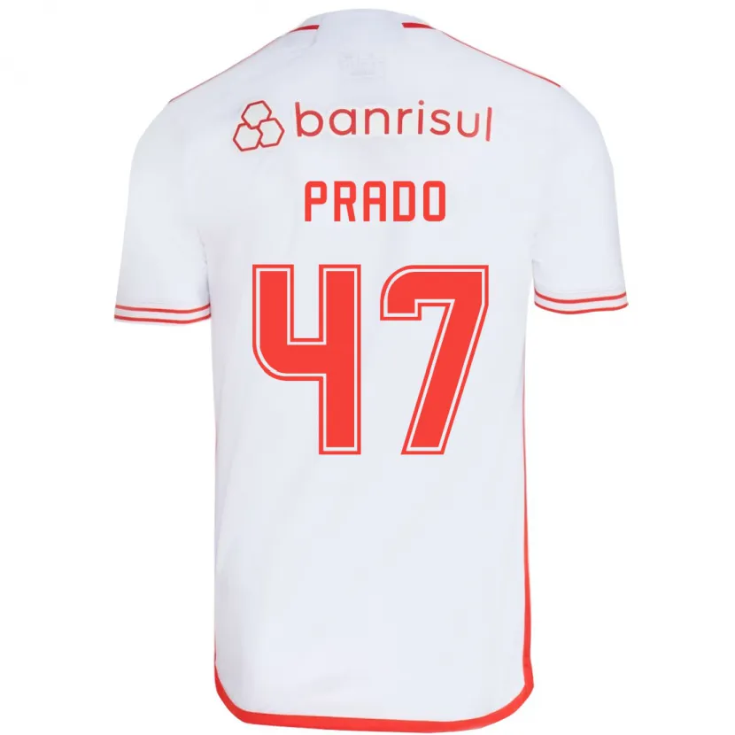 Danxen Hombre Camiseta Gustavo Prado #47 Blanco Rojo 2ª Equipación 2024/25 La Camisa