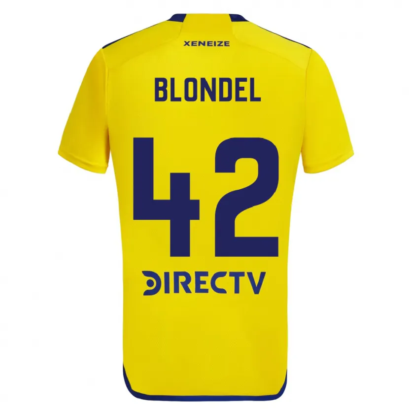 Danxen Hombre Camiseta Lucas Blondel #42 Amarillo Azul 2ª Equipación 2024/25 La Camisa