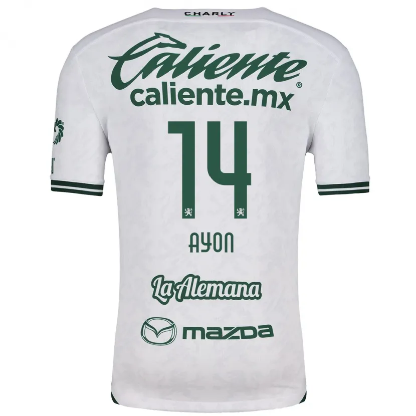 Danxen Hombre Camiseta Ettson Ayón #14 Blanco Verde 2ª Equipación 2024/25 La Camisa