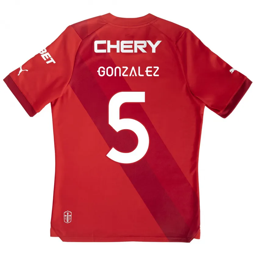 Danxen Hombre Camiseta Daniel González #5 Rojo Blanco 2ª Equipación 2024/25 La Camisa