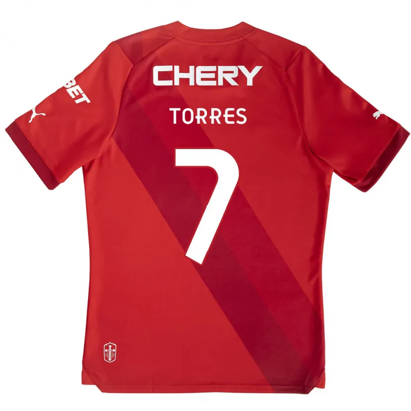 Danxen Hombre Camiseta Joaquín Torres #7 Rojo Blanco 2ª Equipación 2024/25 La Camisa