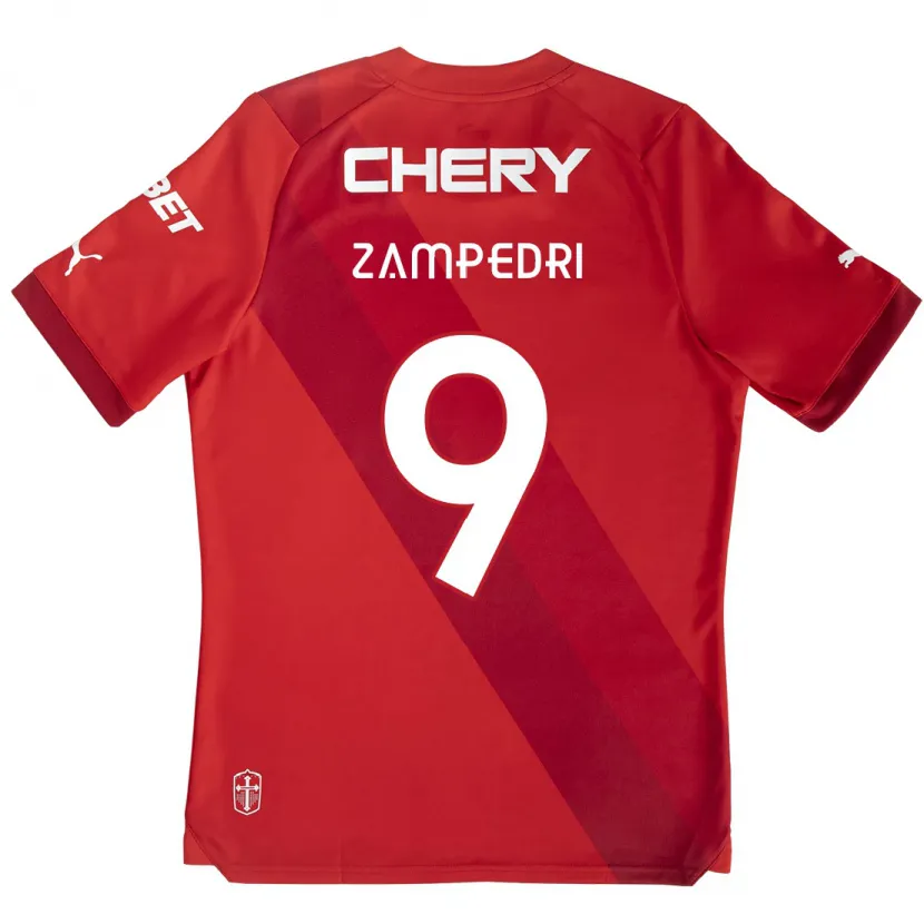 Danxen Hombre Camiseta Fernando Zampedri #9 Rojo Blanco 2ª Equipación 2024/25 La Camisa