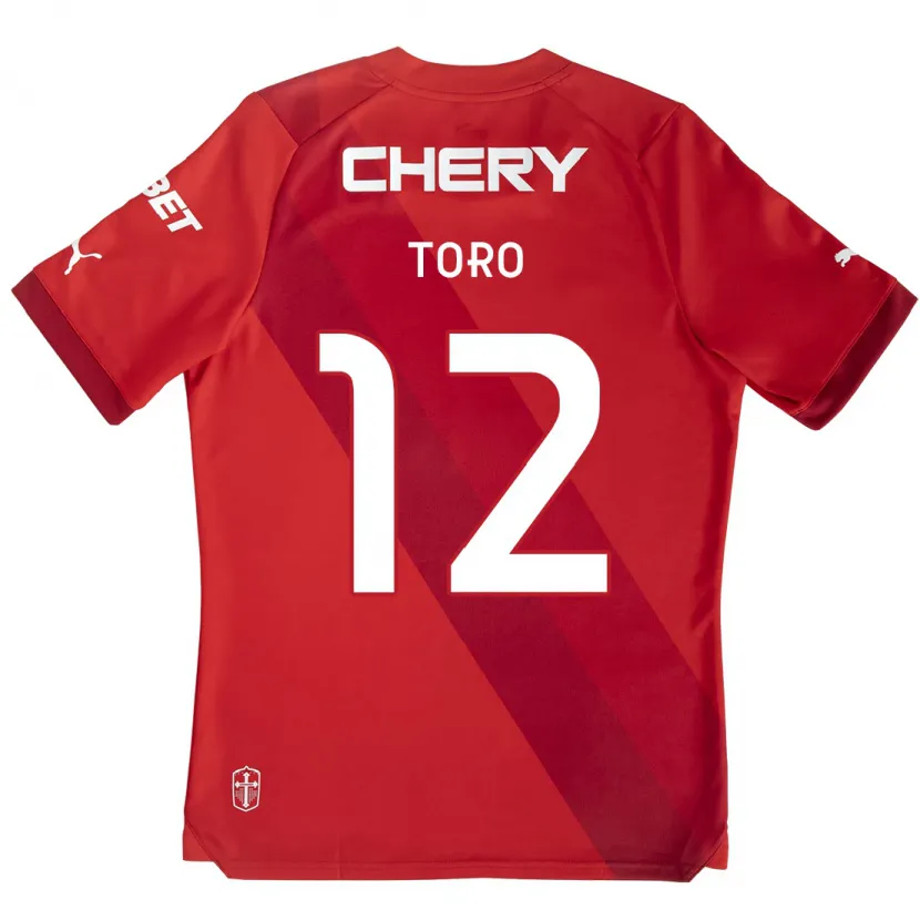 Danxen Hombre Camiseta Ian Toro #12 Rojo Blanco 2ª Equipación 2024/25 La Camisa