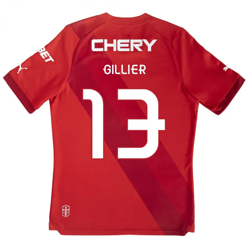 Danxen Hombre Camiseta Thomas Gillier #13 Rojo Blanco 2ª Equipación 2024/25 La Camisa