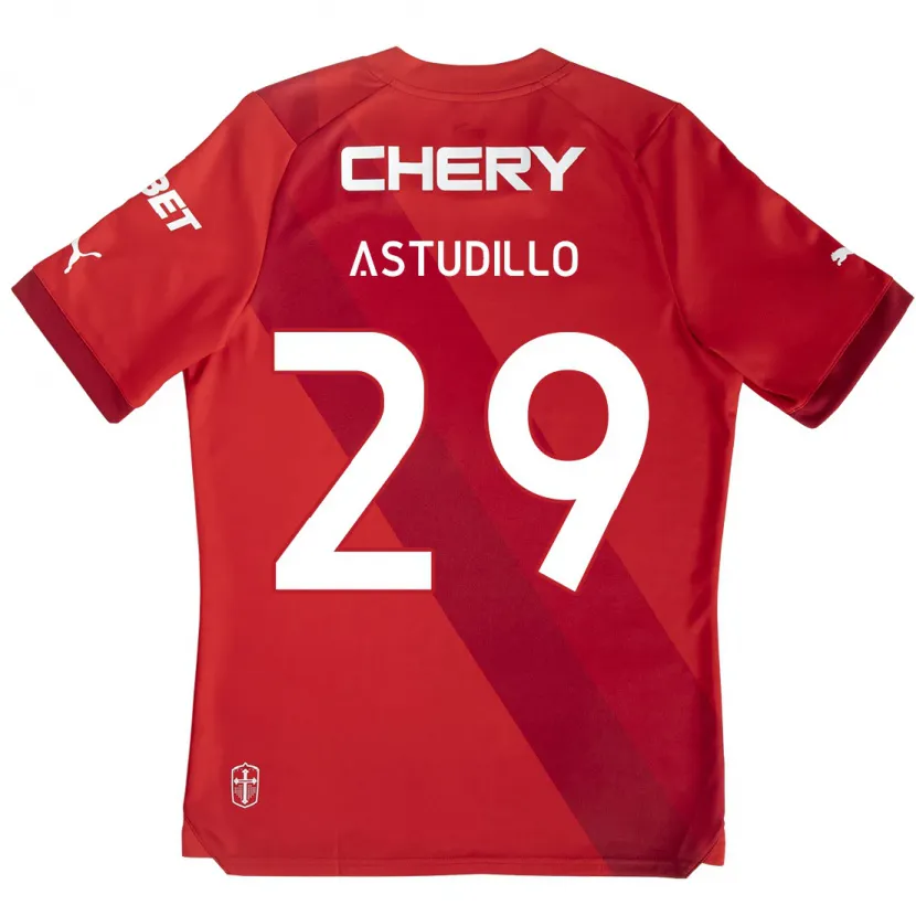 Danxen Hombre Camiseta Aaron Astudillo #29 Rojo Blanco 2ª Equipación 2024/25 La Camisa