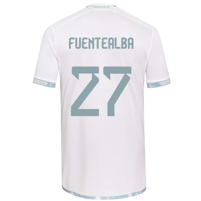 Danxen Hombre Camiseta Jeison Fuentealba #27 Gris Blanco 2ª Equipación 2024/25 La Camisa