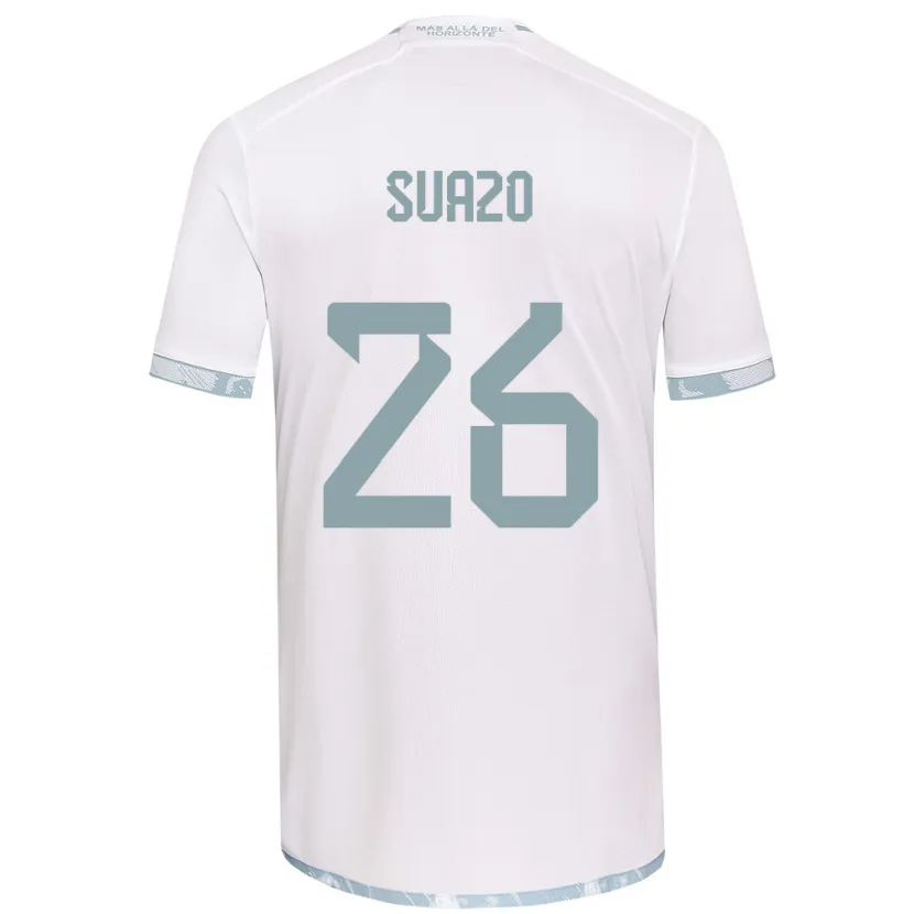 Danxen Hombre Camiseta Gretzel Suazo #26 Gris Blanco 2ª Equipación 2024/25 La Camisa