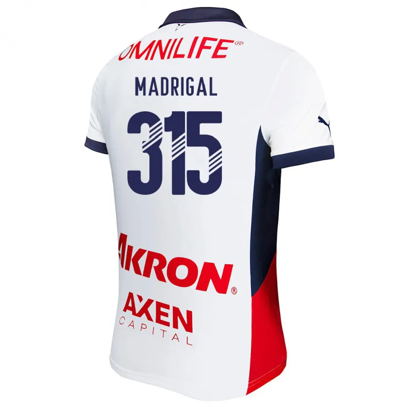 Danxen Hombre Camiseta David Madrigal #315 Blanco Rojo Azul 2ª Equipación 2024/25 La Camisa