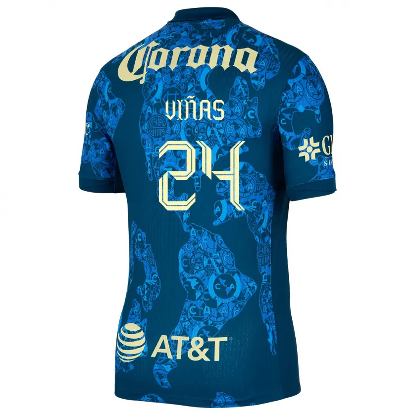 Danxen Hombre Camiseta Federico Viñas #24 Azul Amarillo 2ª Equipación 2024/25 La Camisa