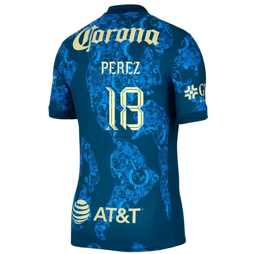 Danxen Hombre Camiseta Amanda Perez #18 Azul Amarillo 2ª Equipación 2024/25 La Camisa