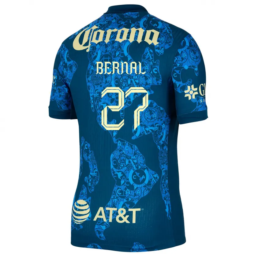 Danxen Hombre Camiseta Mayra Pelayo Bernal #27 Azul Amarillo 2ª Equipación 2024/25 La Camisa