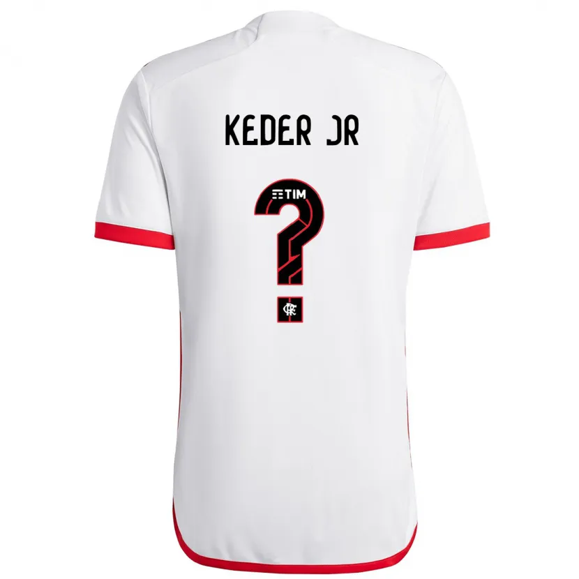 Danxen Hombre Camiseta Keder Jr #0 Blanco Rojo 2ª Equipación 2024/25 La Camisa