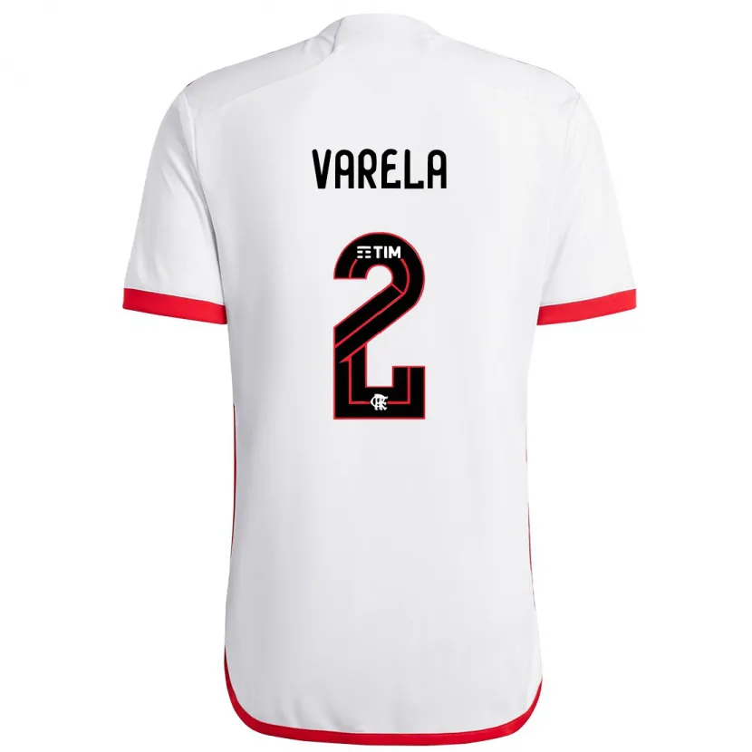 Danxen Hombre Camiseta Guillermo Varela #2 Blanco Rojo 2ª Equipación 2024/25 La Camisa