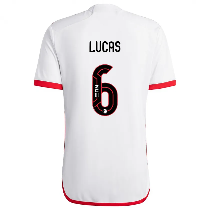 Danxen Hombre Camiseta Ayrton Lucas #6 Blanco Rojo 2ª Equipación 2024/25 La Camisa