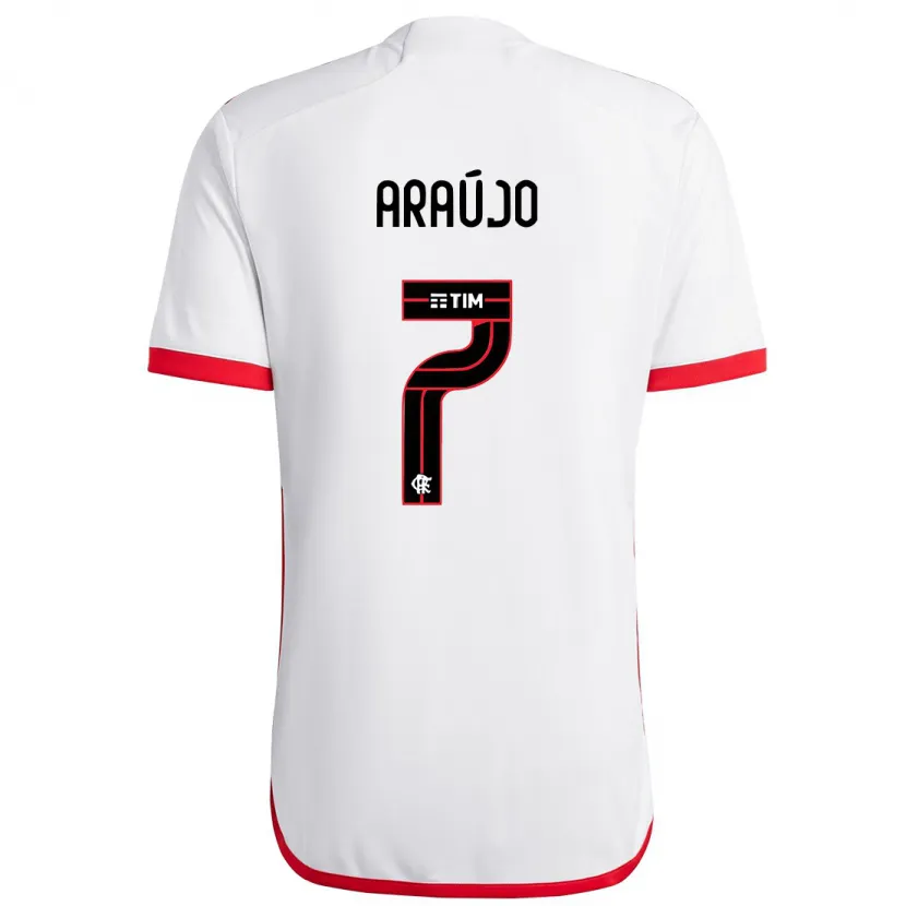 Danxen Hombre Camiseta Luiz Araújo #7 Blanco Rojo 2ª Equipación 2024/25 La Camisa