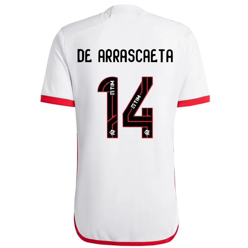 Danxen Hombre Camiseta Giorgian De Arrascaeta #14 Blanco Rojo 2ª Equipación 2024/25 La Camisa