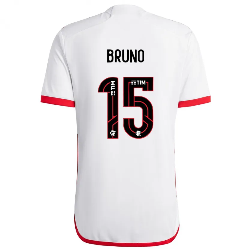 Danxen Hombre Camiseta Fabrício Bruno #15 Blanco Rojo 2ª Equipación 2024/25 La Camisa