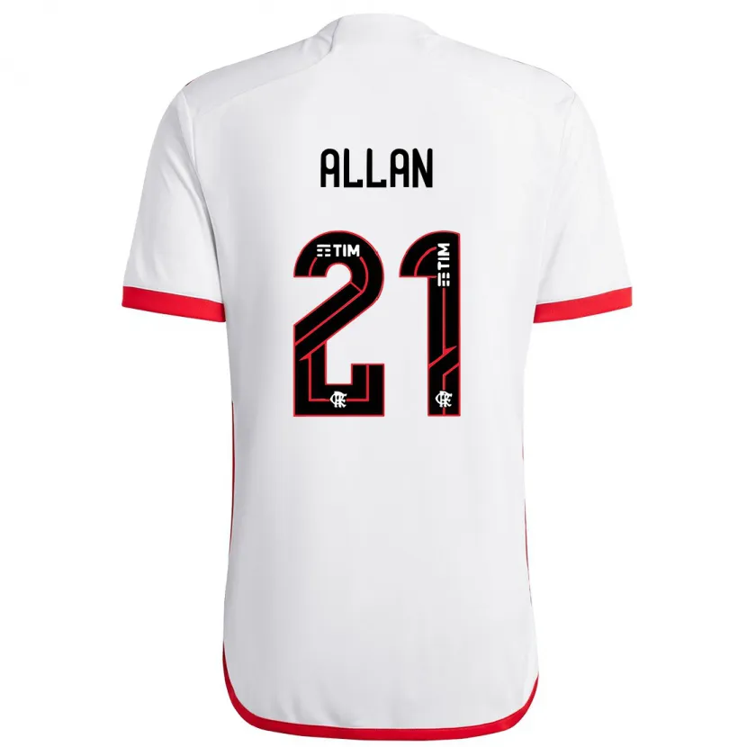 Danxen Hombre Camiseta Allan #21 Blanco Rojo 2ª Equipación 2024/25 La Camisa