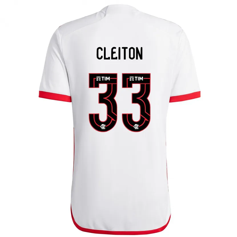 Danxen Hombre Camiseta Cleiton #33 Blanco Rojo 2ª Equipación 2024/25 La Camisa