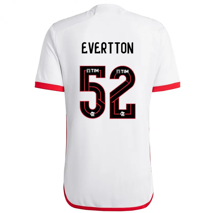 Danxen Hombre Camiseta Evertton #52 Blanco Rojo 2ª Equipación 2024/25 La Camisa