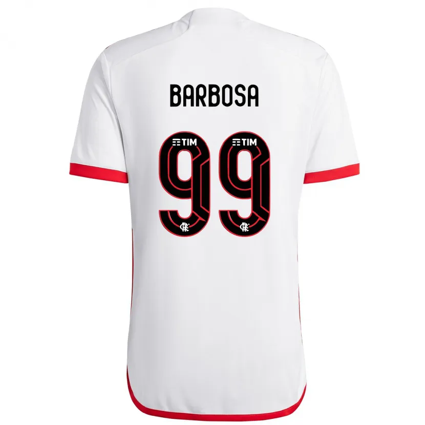 Danxen Hombre Camiseta Gabriel Barbosa #99 Blanco Rojo 2ª Equipación 2024/25 La Camisa