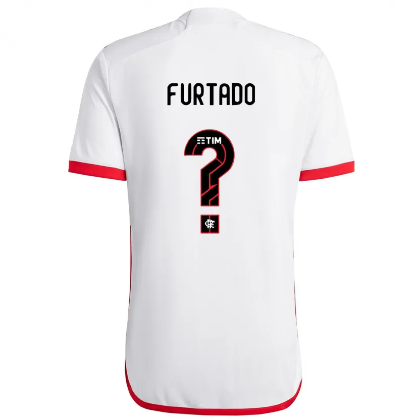 Danxen Hombre Camiseta Lucas Furtado #0 Blanco Rojo 2ª Equipación 2024/25 La Camisa