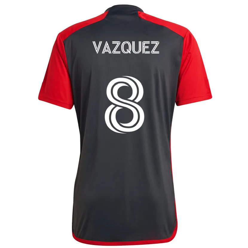 Danxen Mujer Camiseta Víctor Vázquez #8 Rojo Grayn 1ª Equipación 2024/25 La Camisa