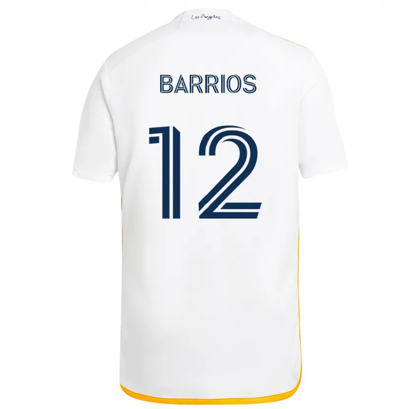 Danxen Mujer Camiseta Michael Barrios #12 Blanco Amarillo 1ª Equipación 2024/25 La Camisa