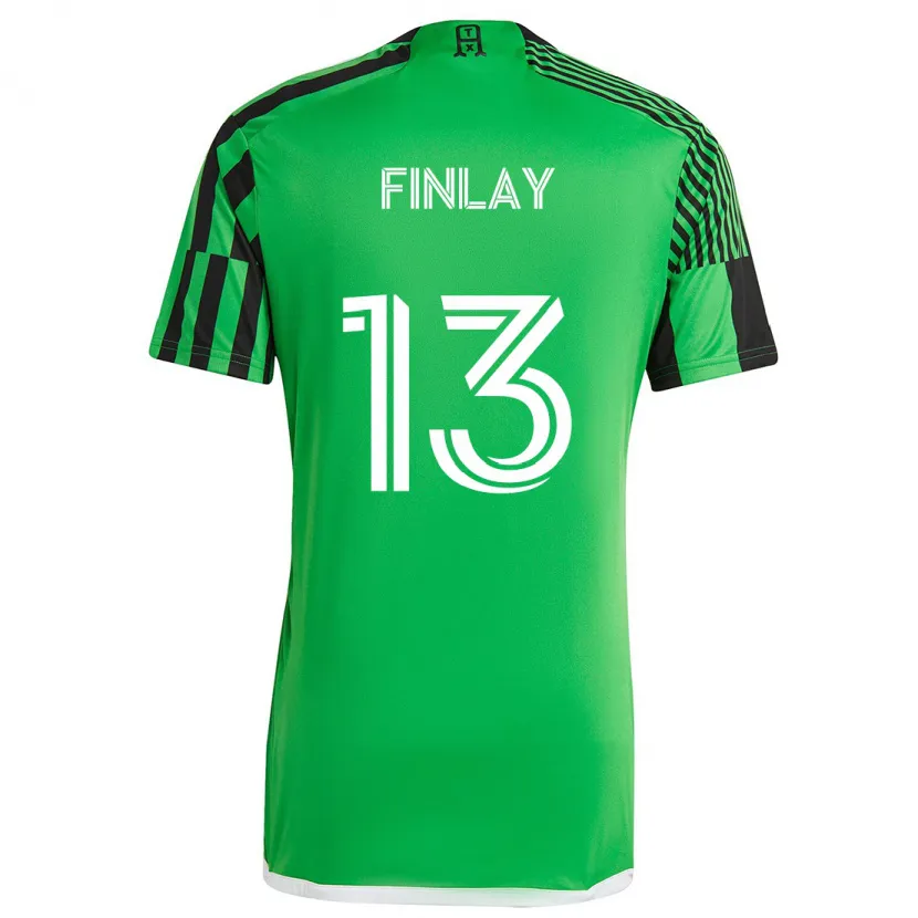 Danxen Mujer Camiseta Ethan Finlay #13 Verde Negro 1ª Equipación 2024/25 La Camisa