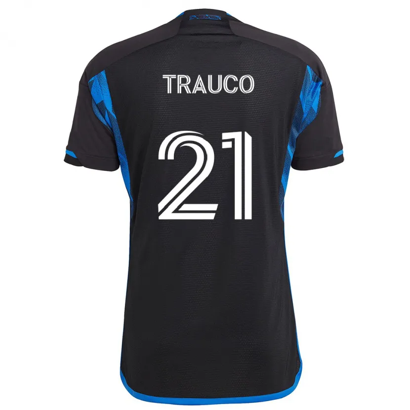 Danxen Mujer Camiseta Miguel Trauco #21 Azul Negro 1ª Equipación 2024/25 La Camisa