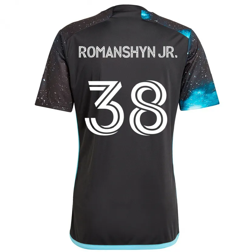 Danxen Mujer Camiseta Kage Romanshyn Jr. #38 Azul Negro 1ª Equipación 2024/25 La Camisa