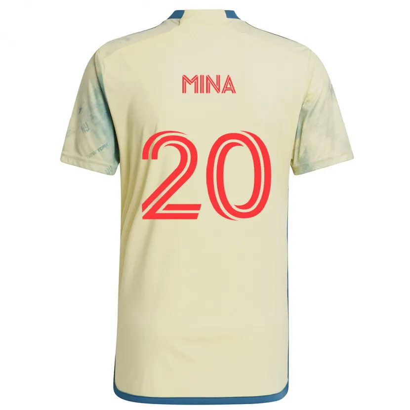 Danxen Mujer Camiseta Juan Mina #20 Amarillo Rojo Azul 1ª Equipación 2024/25 La Camisa