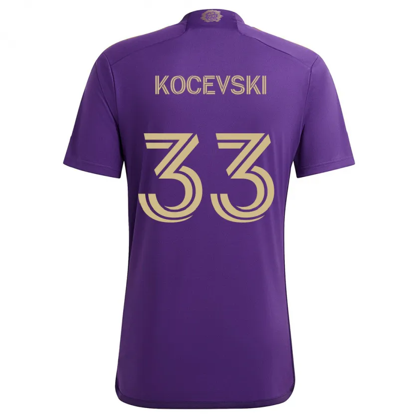 Danxen Mujer Camiseta Jeorgio Kocevski #33 Púrpura Amarillo 1ª Equipación 2024/25 La Camisa