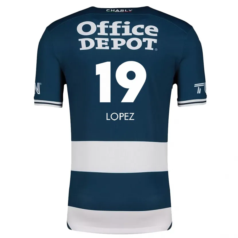 Danxen Mujer Camiseta Javier Eduardo López #19 Azul Blanco 1ª Equipación 2024/25 La Camisa